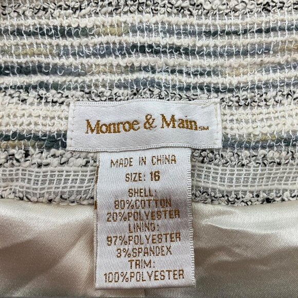 Monroe & Main Size 16 Tweed Beige Jacket Blazer Old Money Lady Like Preppy - Picture 4 of 14